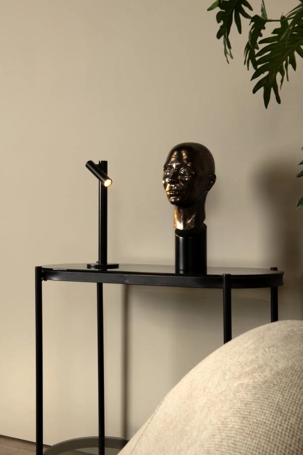 Lucide ANTRIM - Lampe de bureau Rechargeable Intérieur/Extérieur - Batterie/Piles - LED Dim. - 1x2,2W 2700K - IP54 - Avec station de charge sans fil - Noir - ambiance 1